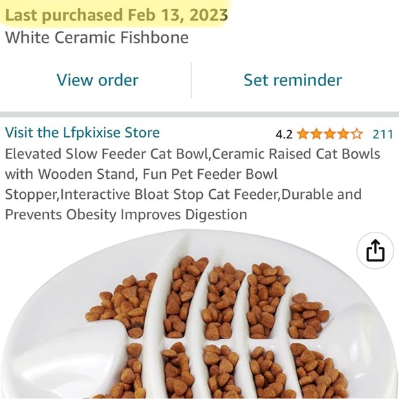 White Ceramic Fishbone Raised Slow Feeder Cat Bowl - Picture 4 of 9